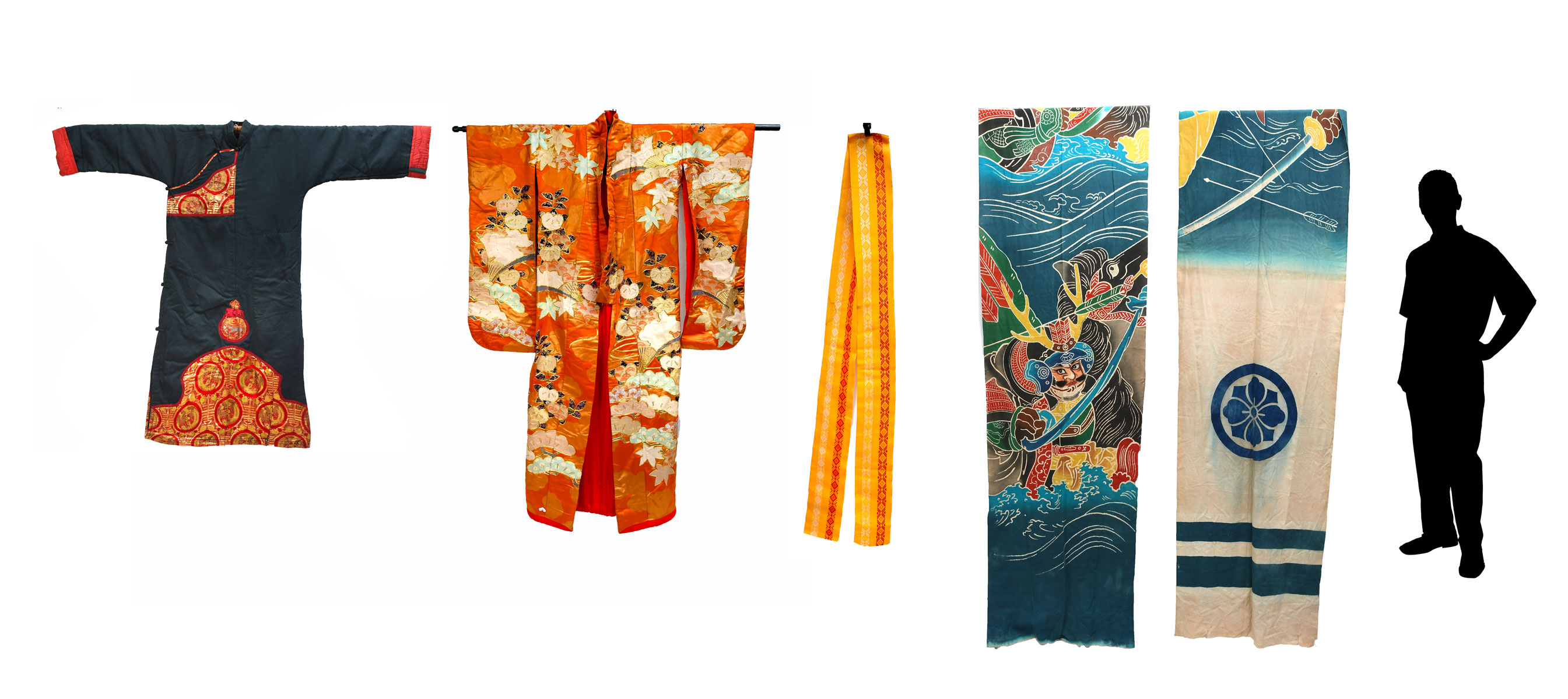 2 PC. JAPANESE EMBROIDERED KIMONOS: