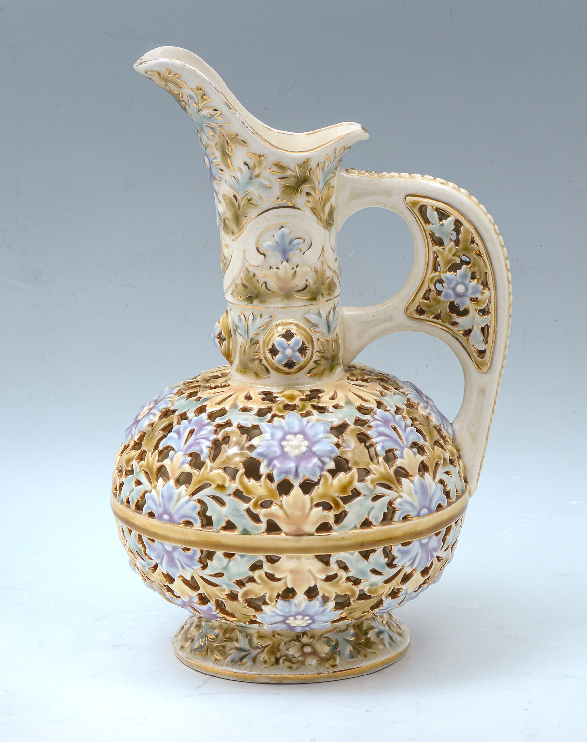 RETICULATED ZSOLNAY PITCHER: Tall