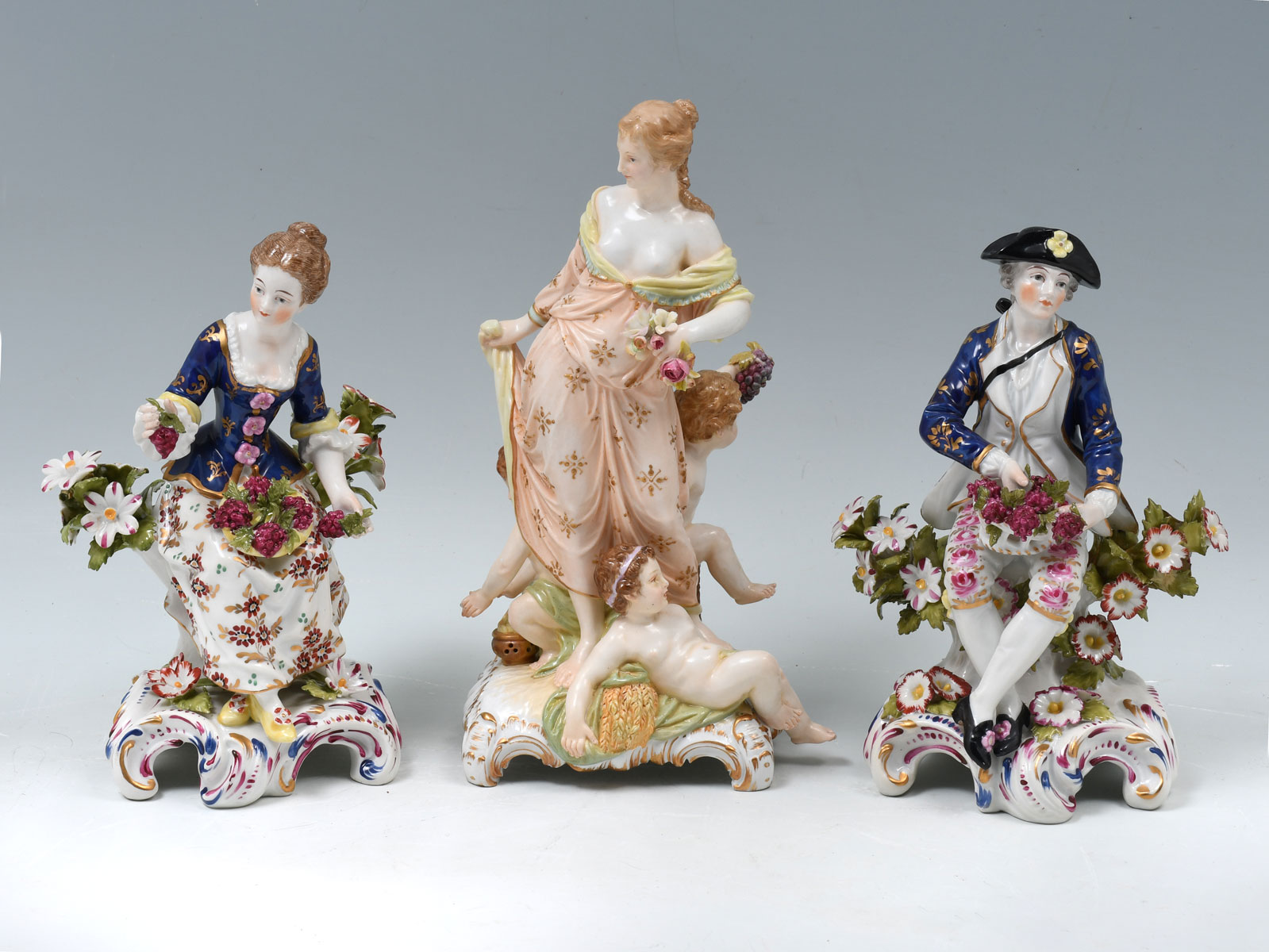 3 PC CHELSEA KPM PORCELAIN FIGURES  36d0ac