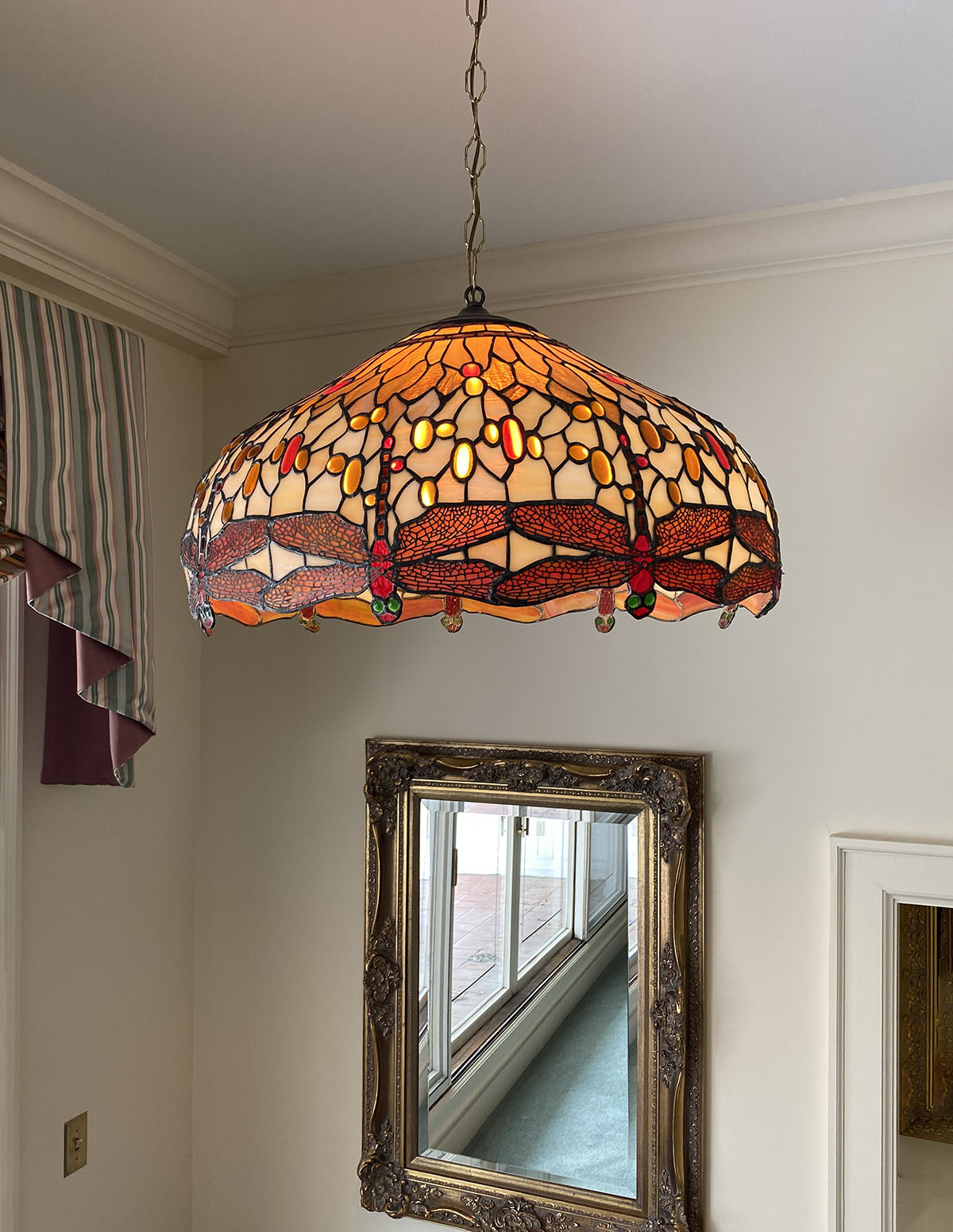 DRAGON FLY STAINED GLASS CEILING LAMP: