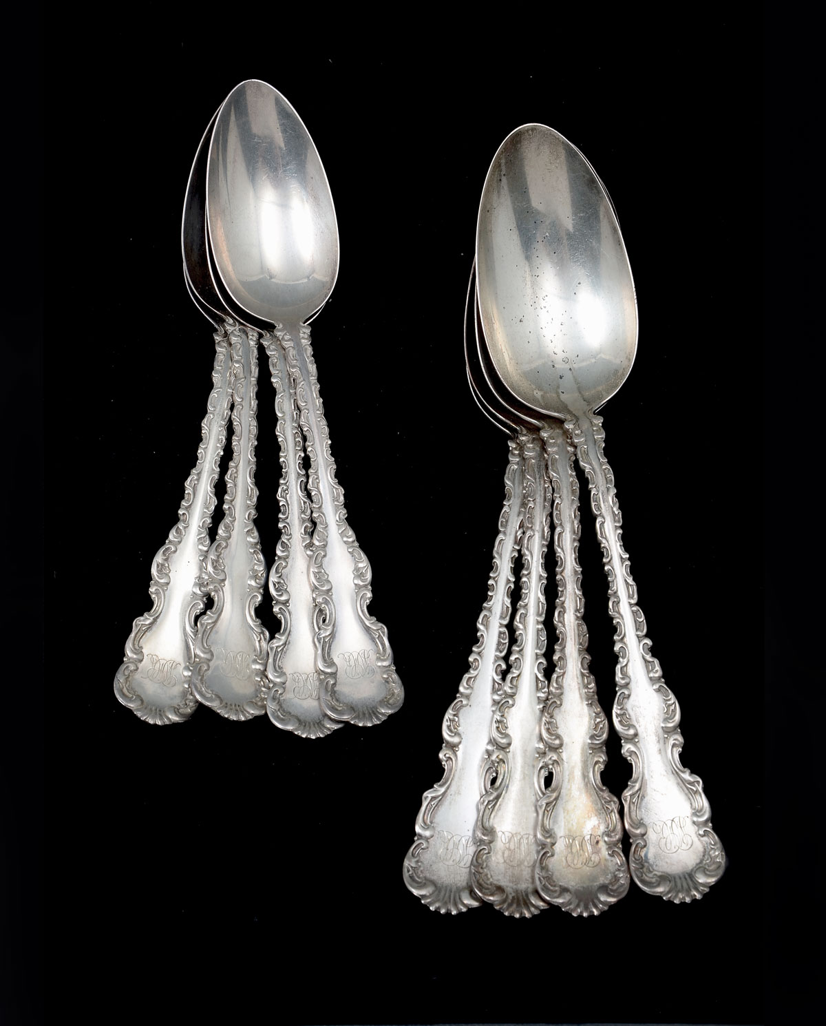 8 PC. J.E. CALDWELL & CO. STERLING SPOONS: