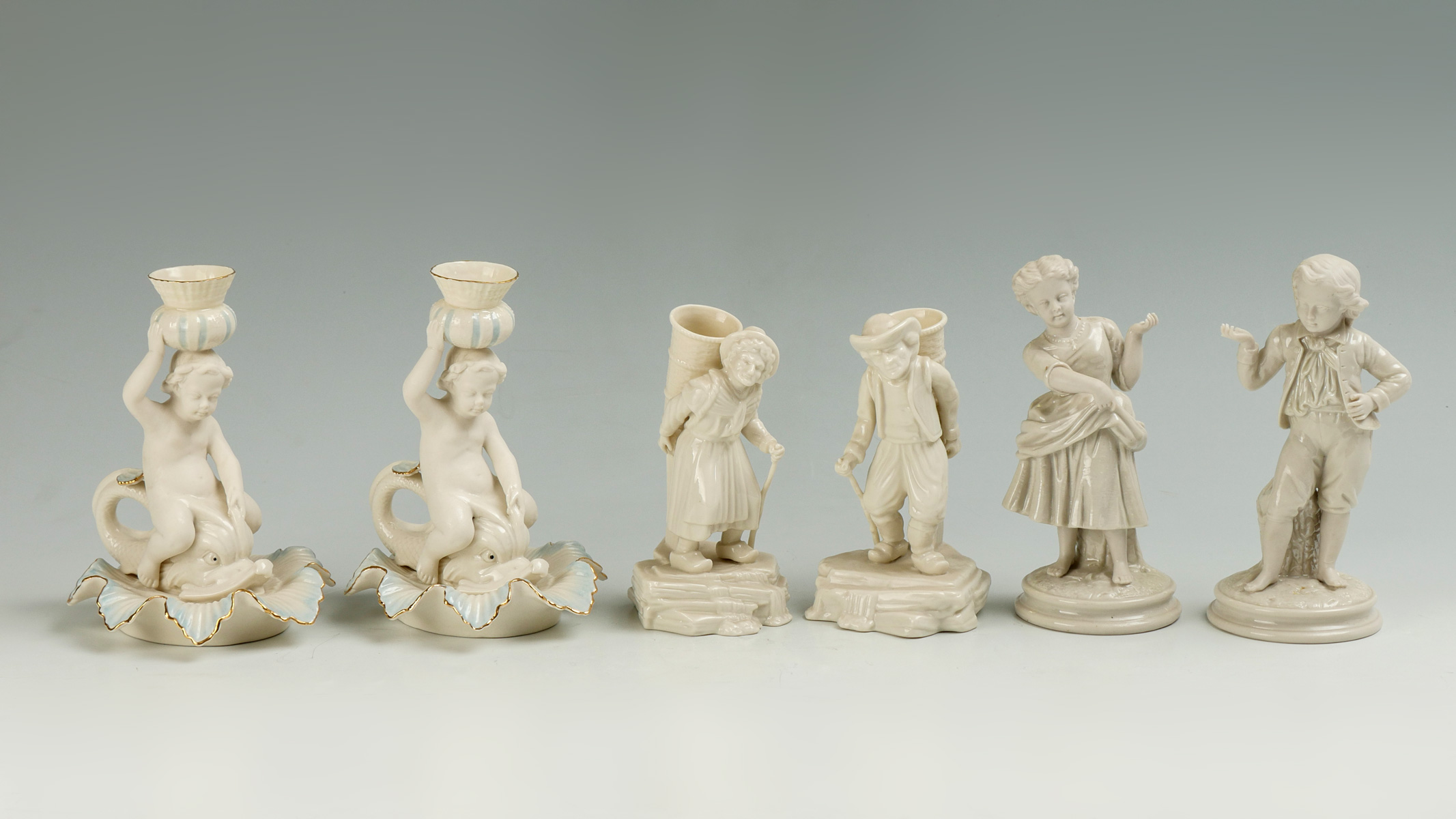 6 PIECE BELLEEK FIGURES 1 Pair 36d120