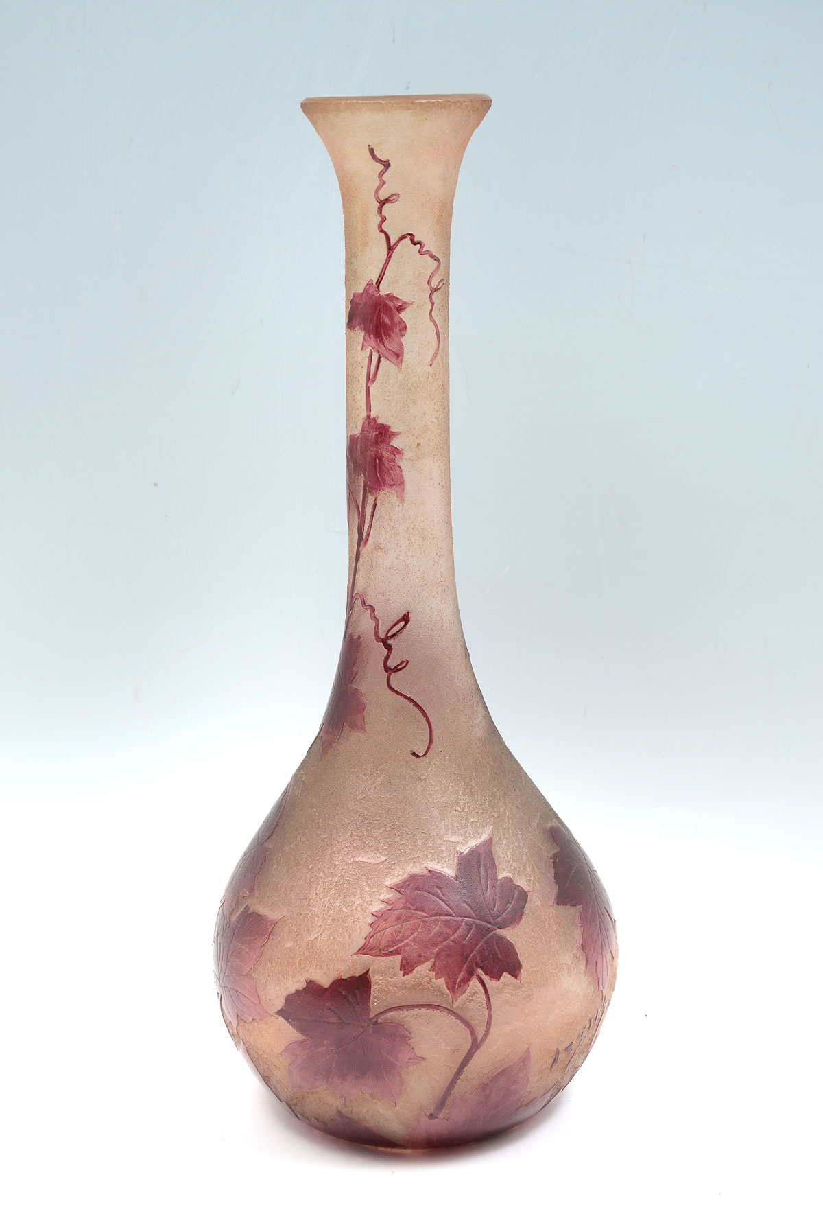 LEGRAS SIGNED TALL CAMEO VASE: