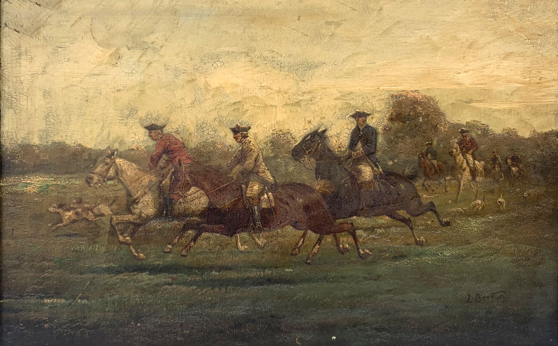 EQUESTRIAN HUNT PAINTING SIGNED