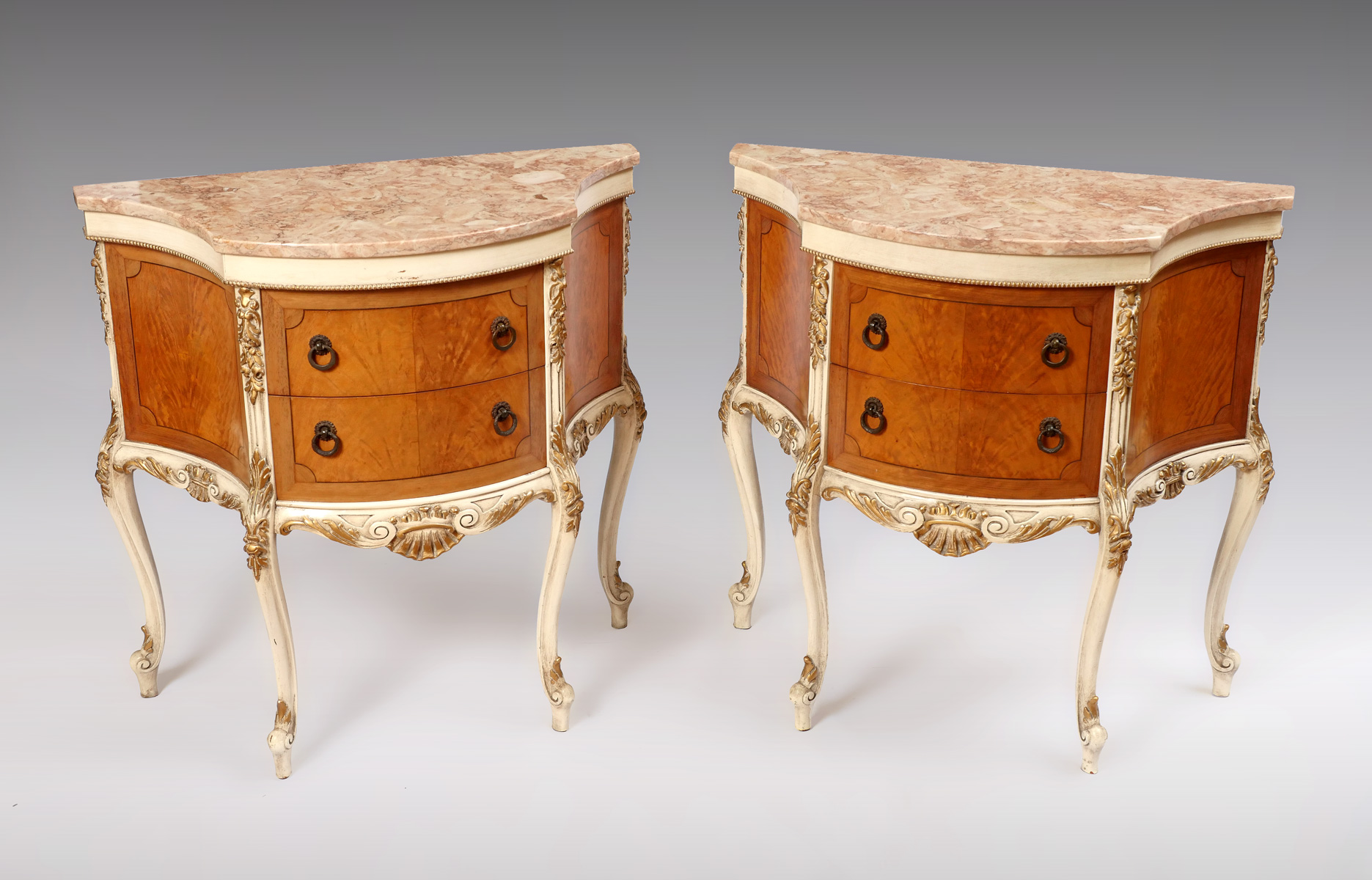 PAIR OF STYLISH FRENCH MARBLE TOP 36d1d5