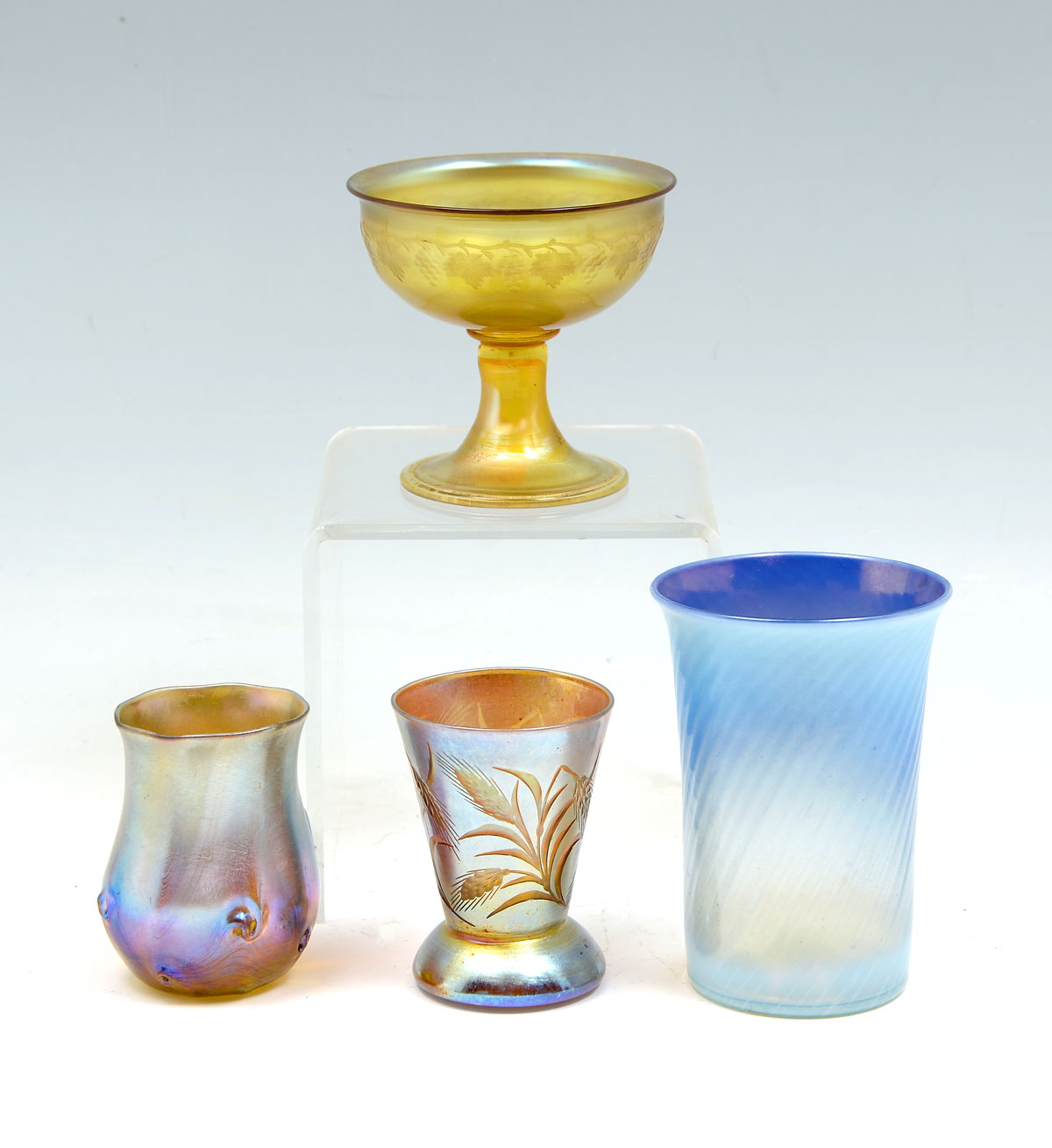 4 PC. TIFFANY ART GLASS COLLECTION: