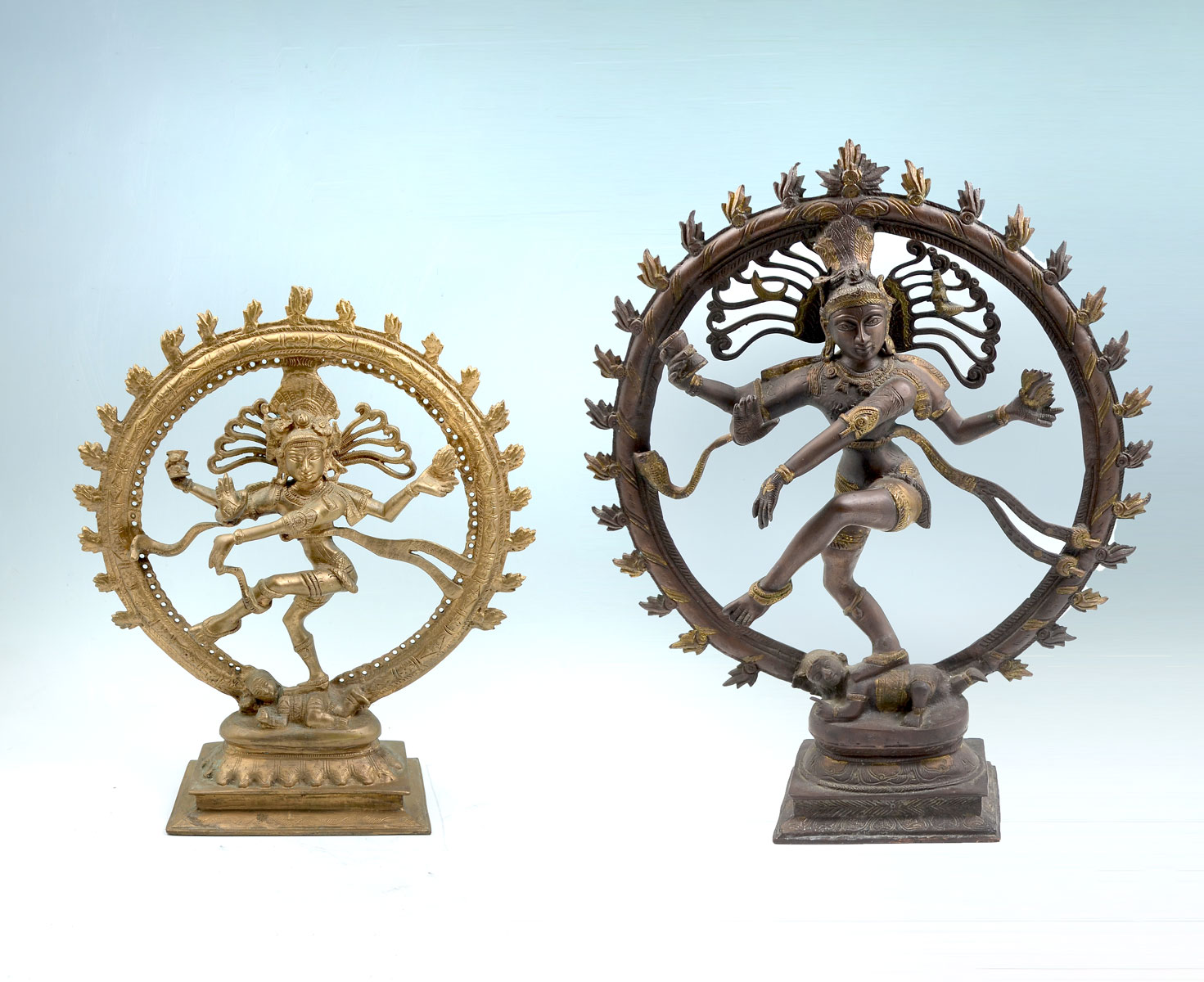 2 PIECE BRONZE DANCING SHIVA STATUES  36d1fa