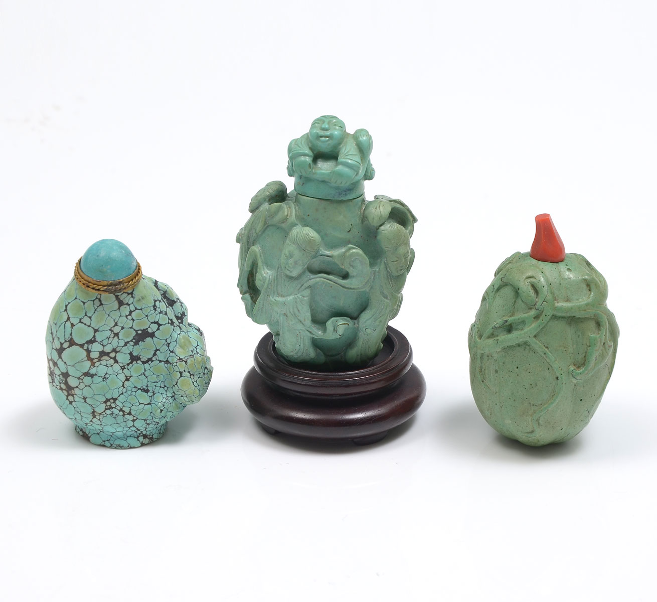 3 PC. CARVED CHINESE TURQUOISE