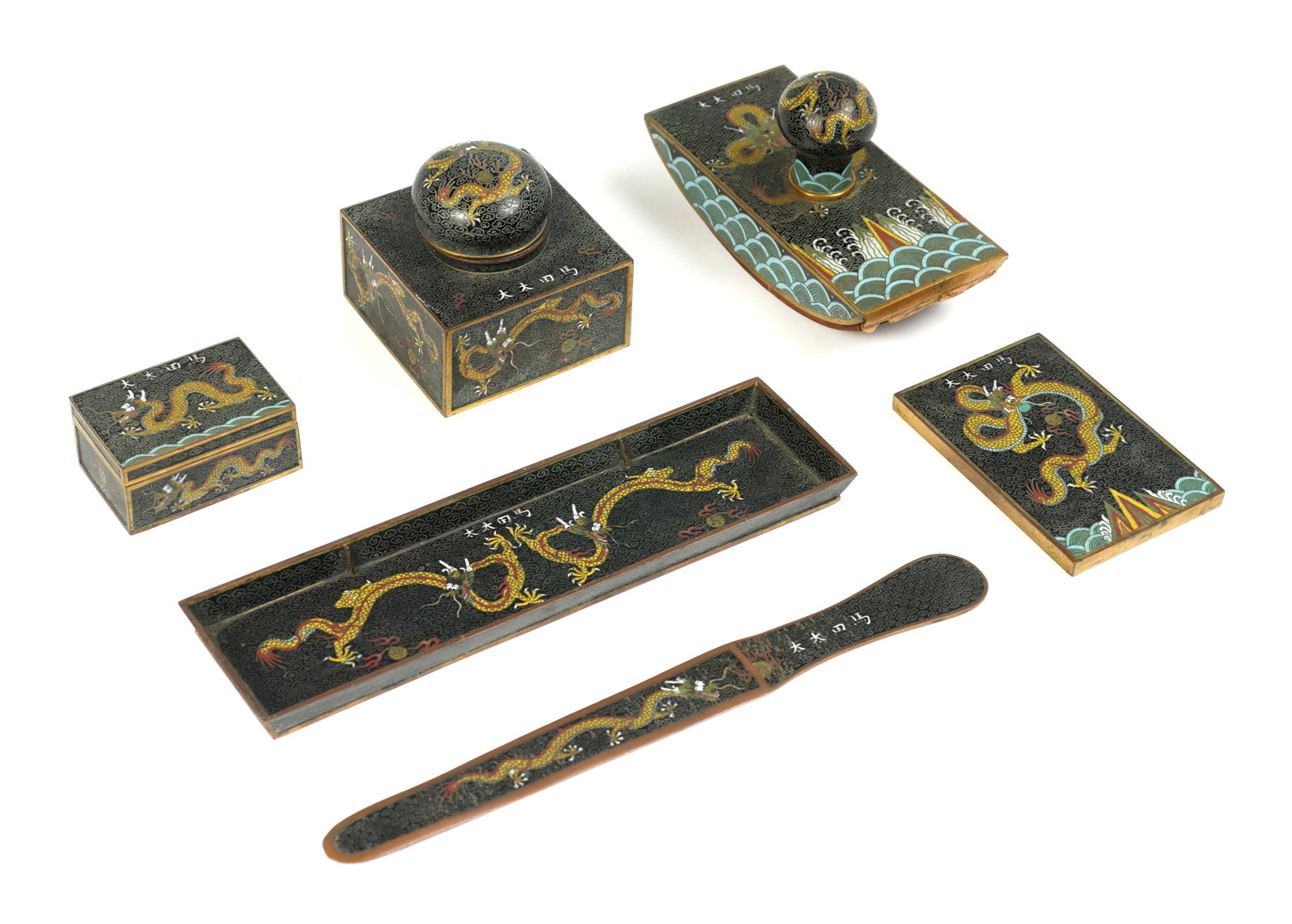 6 PC CHINESE CLOISONNE DRAGON 36d275