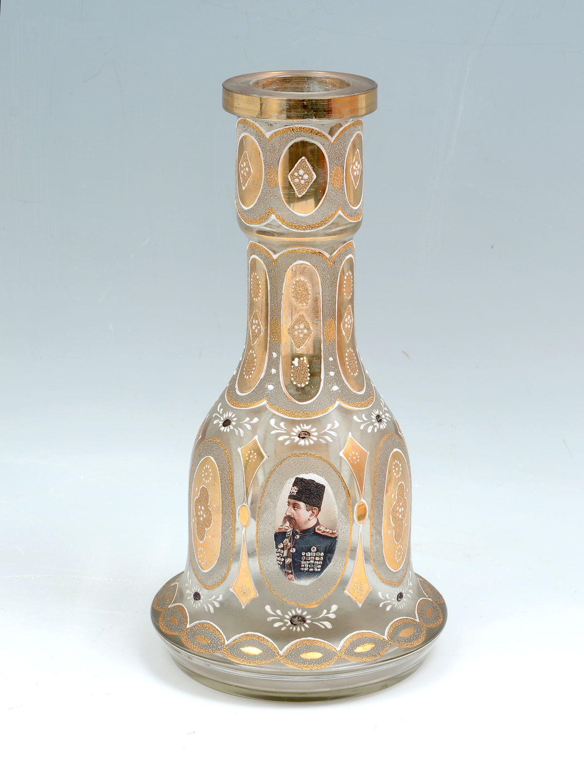 HAND-PAINTED PERSIAN GLASS HOOKAH BASE: