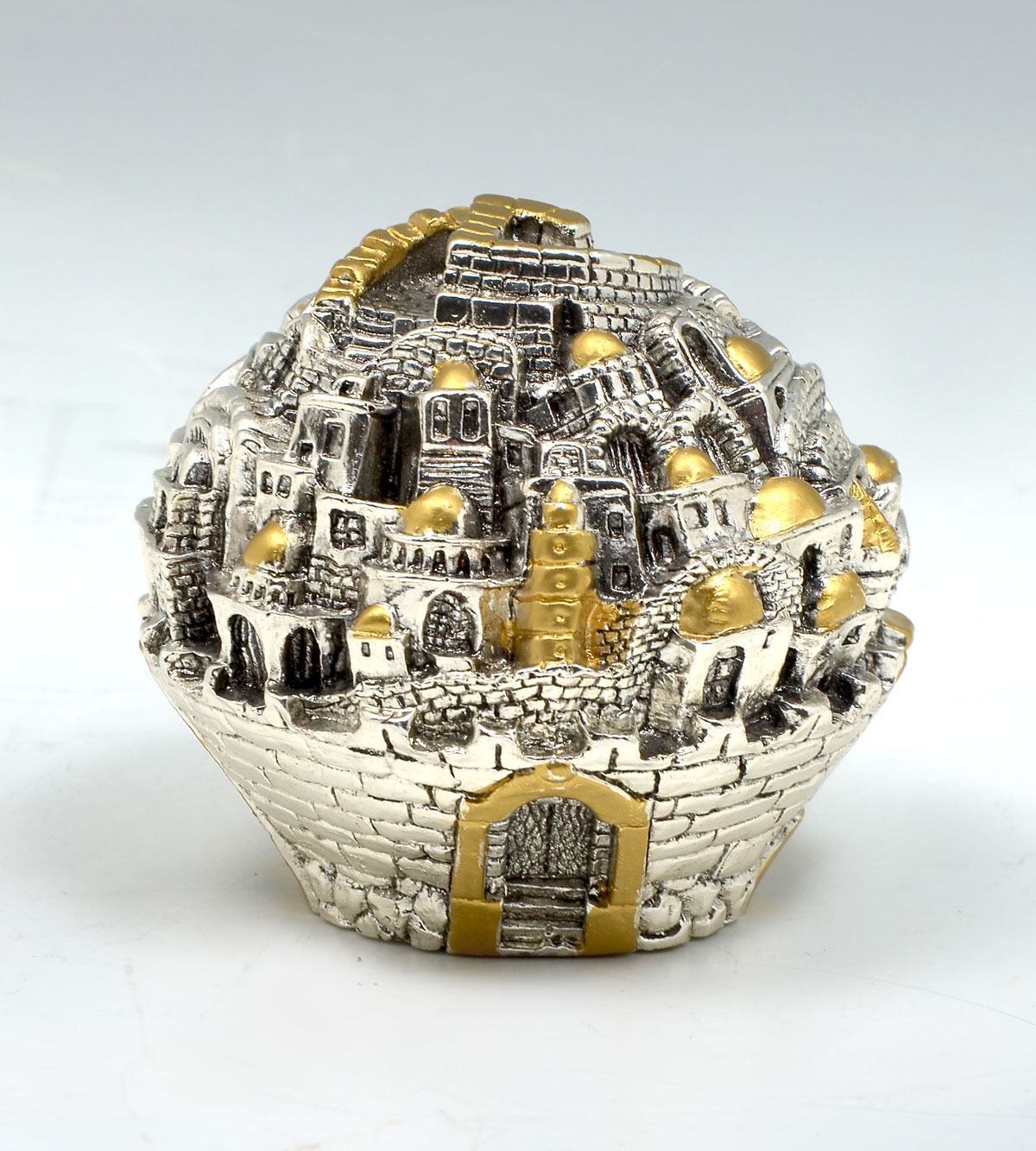 JERUSALEM STERLING & 24K GOLD GLOBE