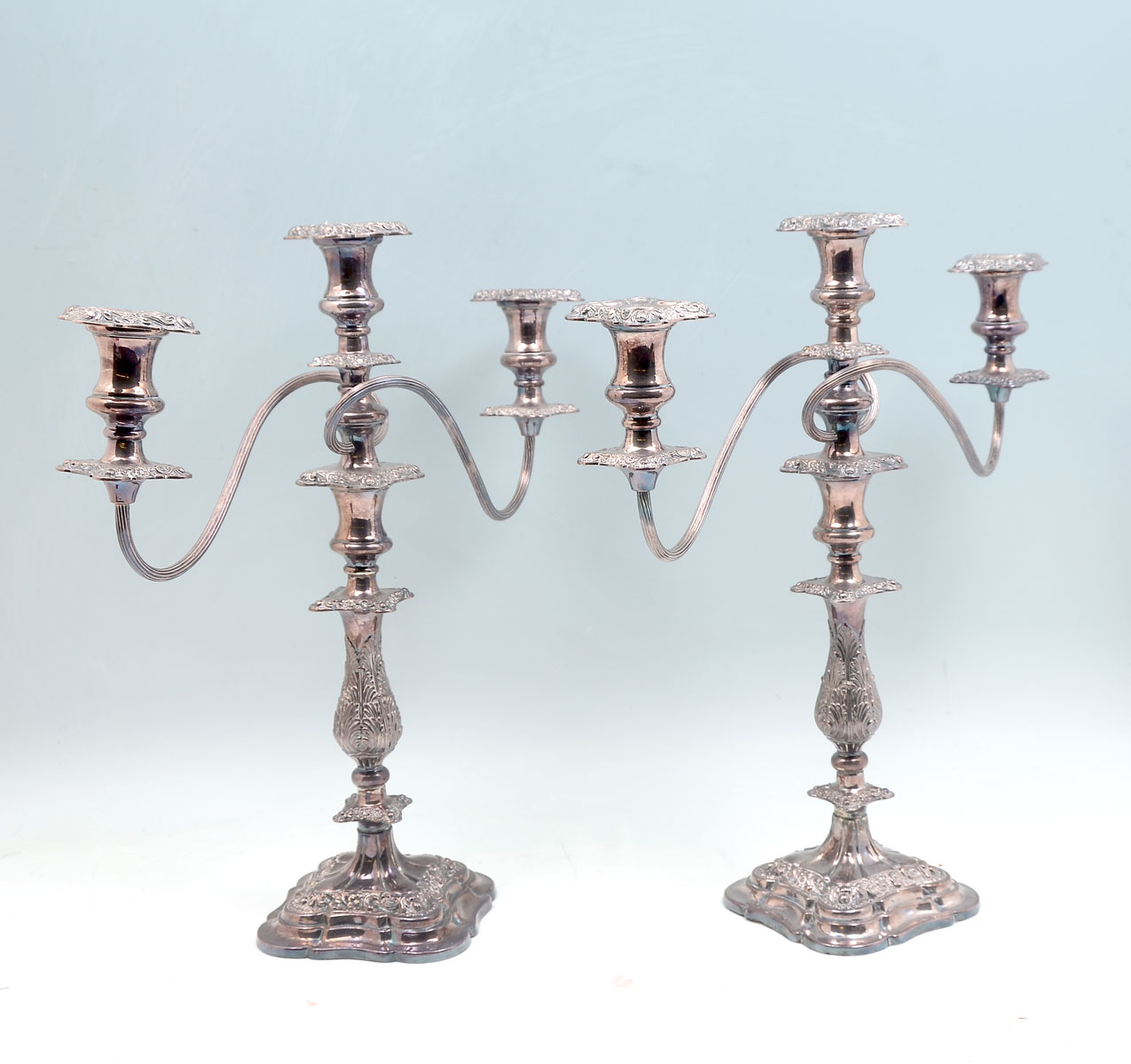 SILVER PLATED ART NOUVEAU CANDLE STICKS: