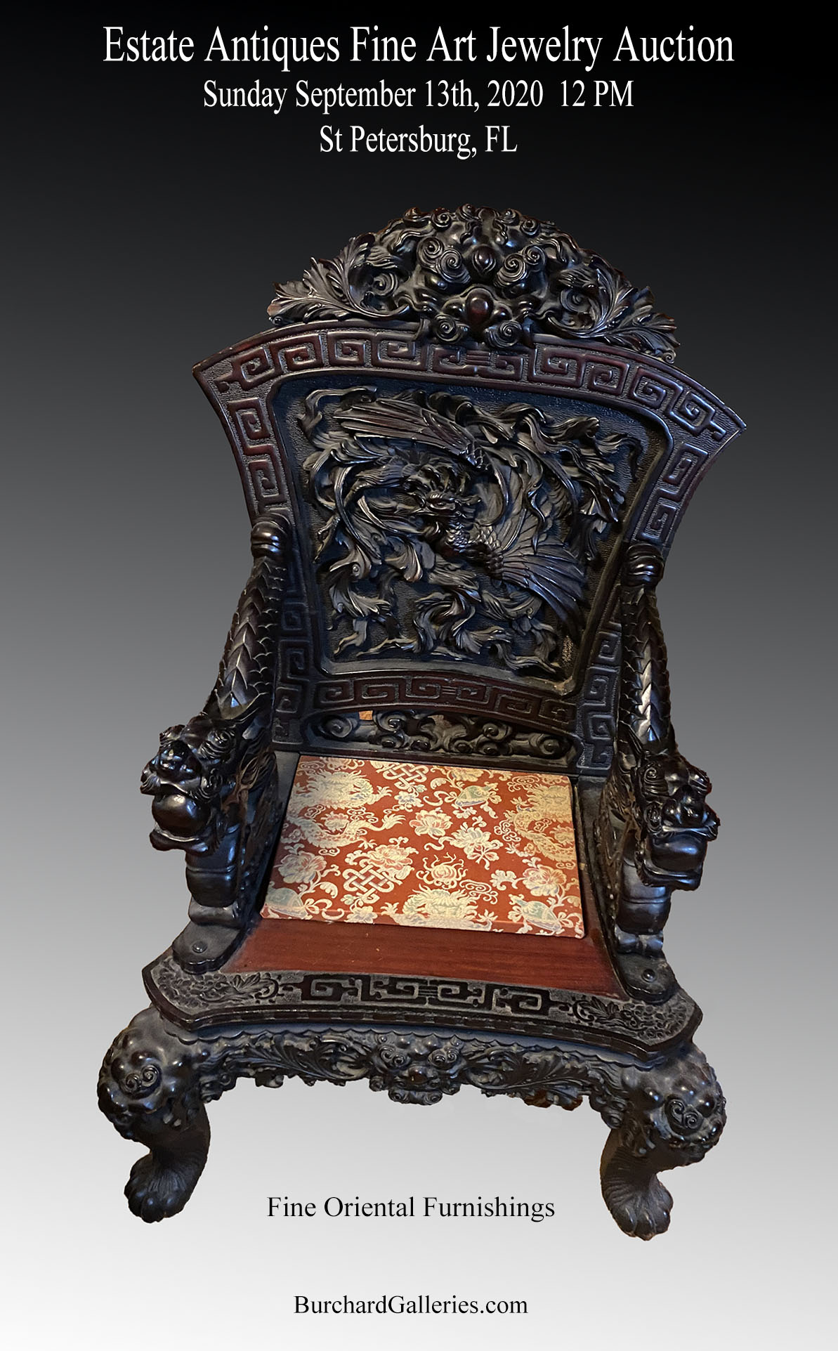 HIGHLY CARVED CHINESE THRONE CHAIR  36d311