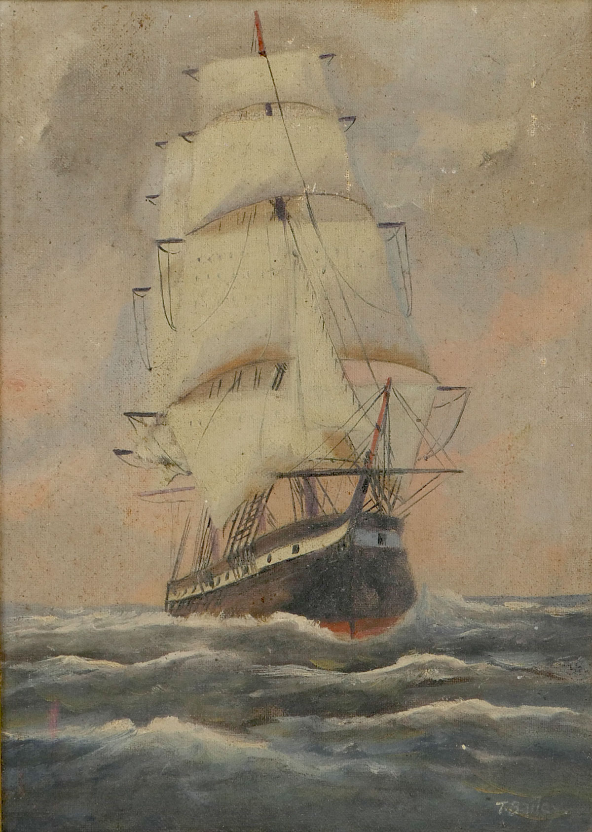 T BAILEY CLIPPER SHIP PAINTING  36d321