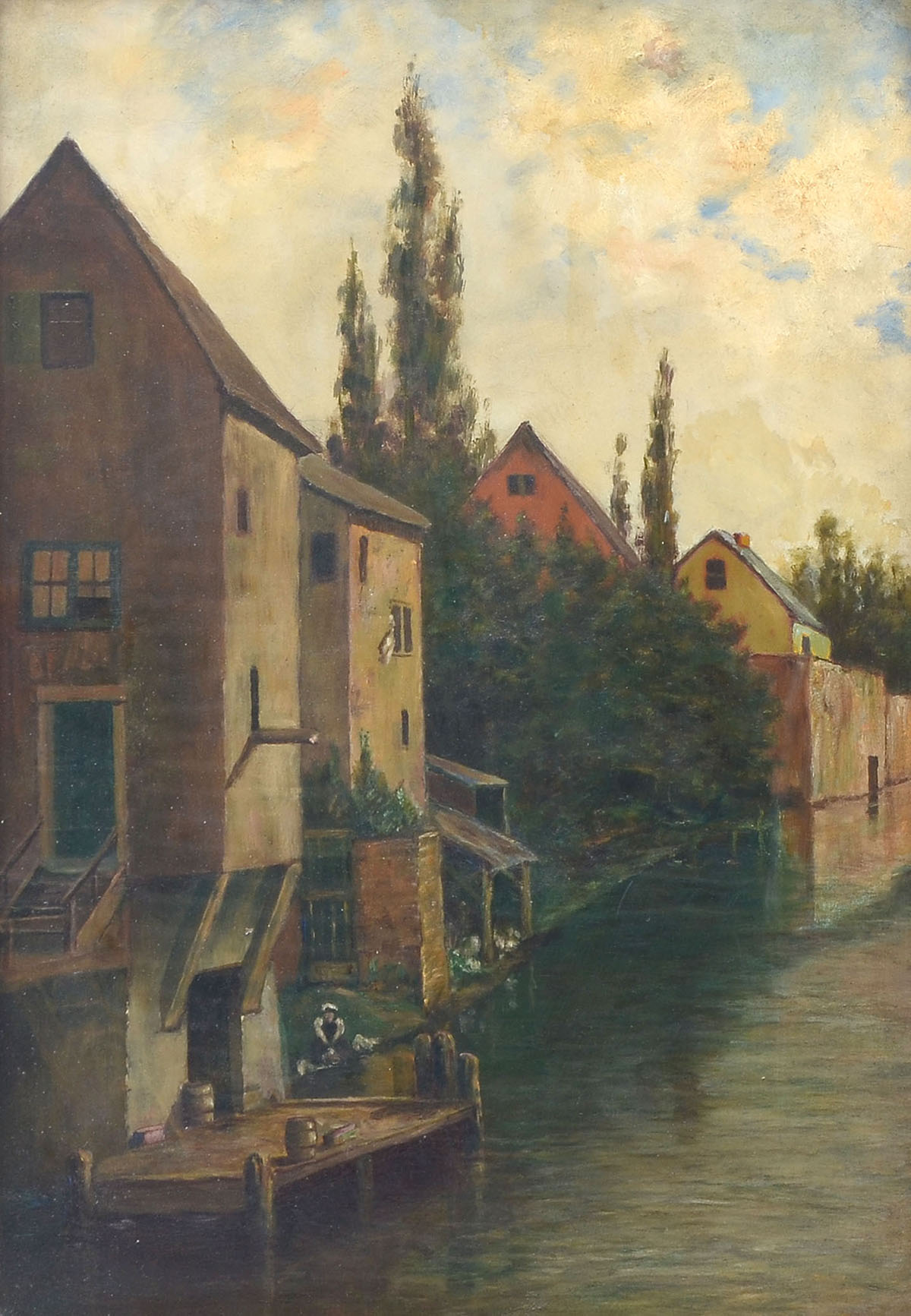 EUROPEAN CANAL PAINTING NEWCOMB