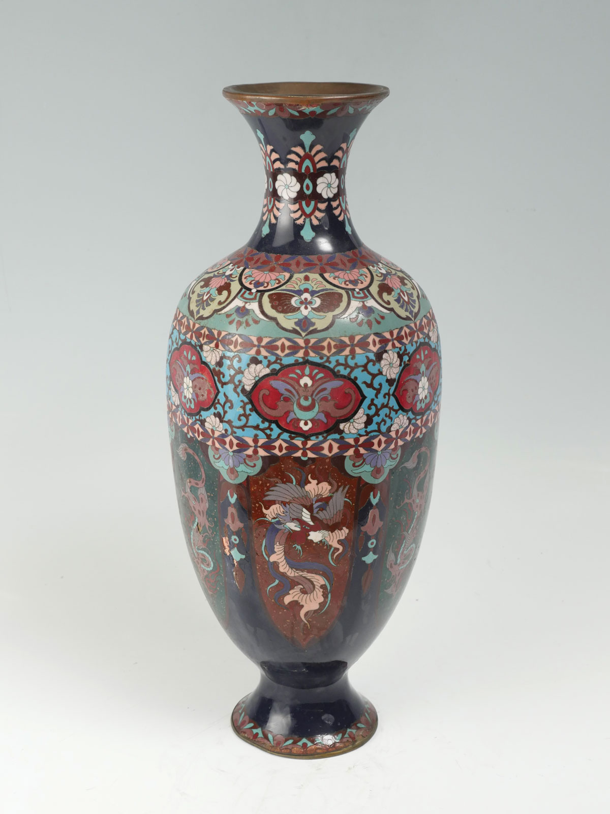 LARGE JAPANESE CLOISONNE VASE: