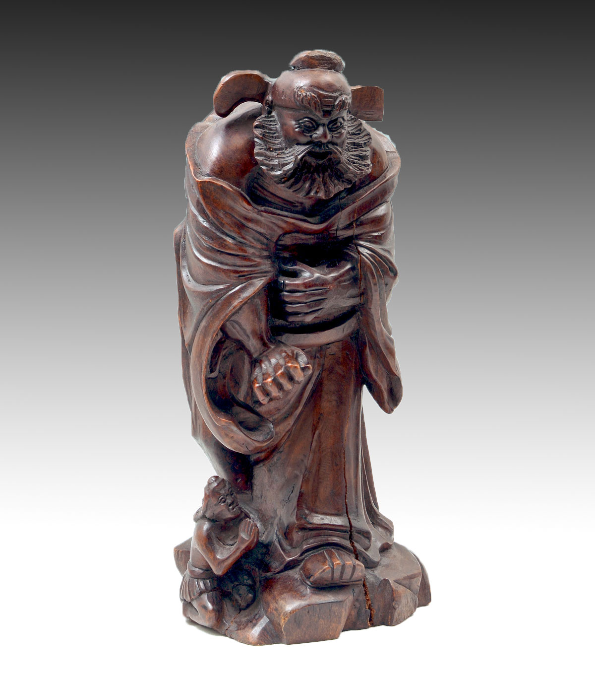 CHINESE CARVED GUAN YU SCULPTURE  36d387