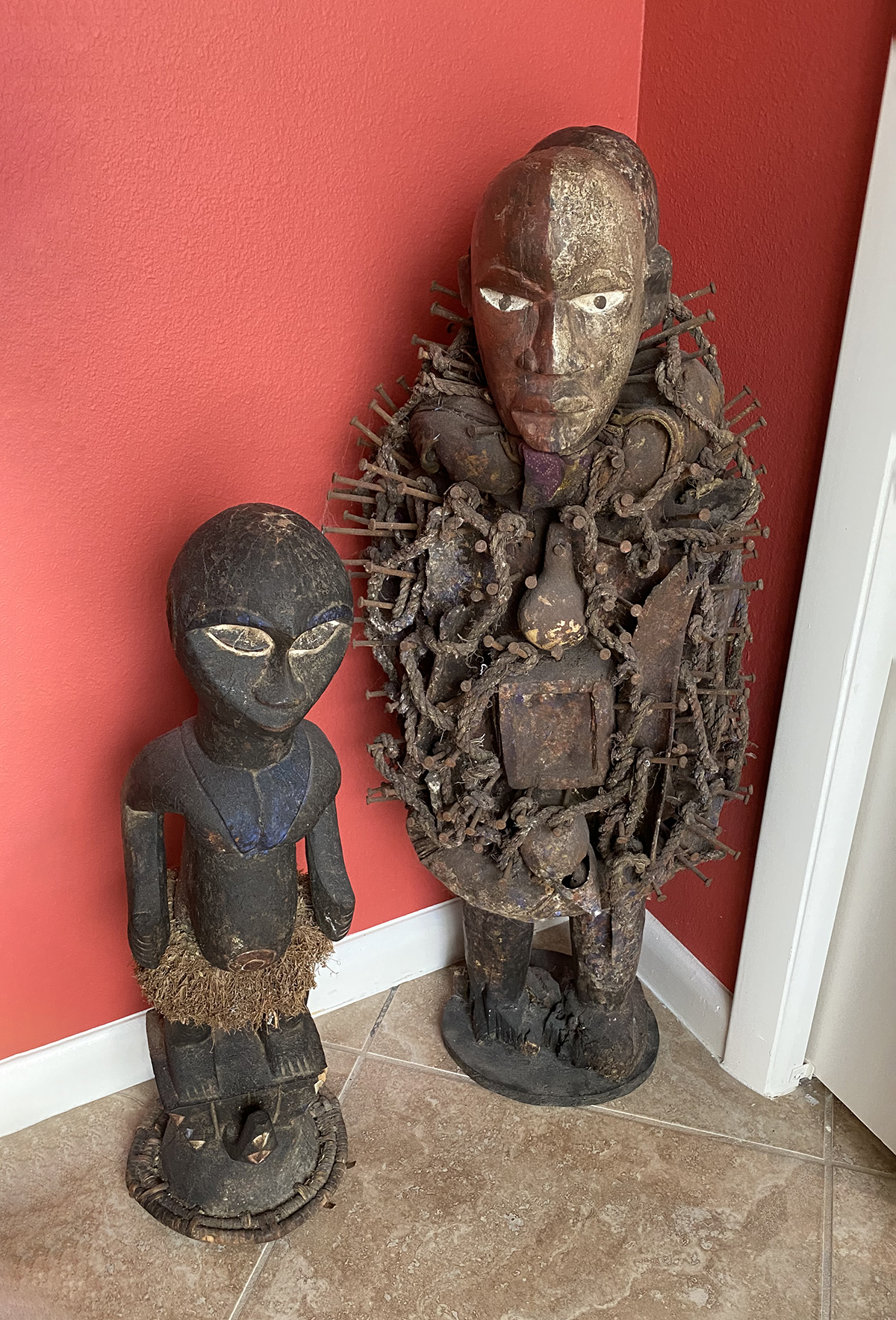 2 PIECE AFRICAN CONGO FIGURINES: Comprising;