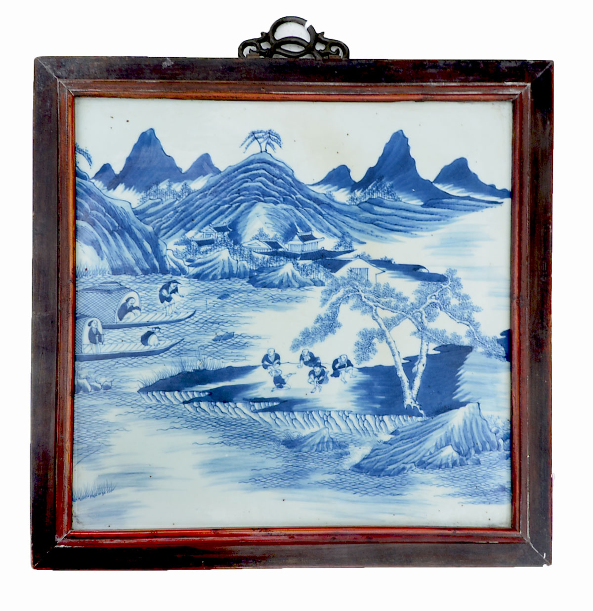 FRAMED BLUE AND WHITE CHINESE PORCELAIN 36d38d