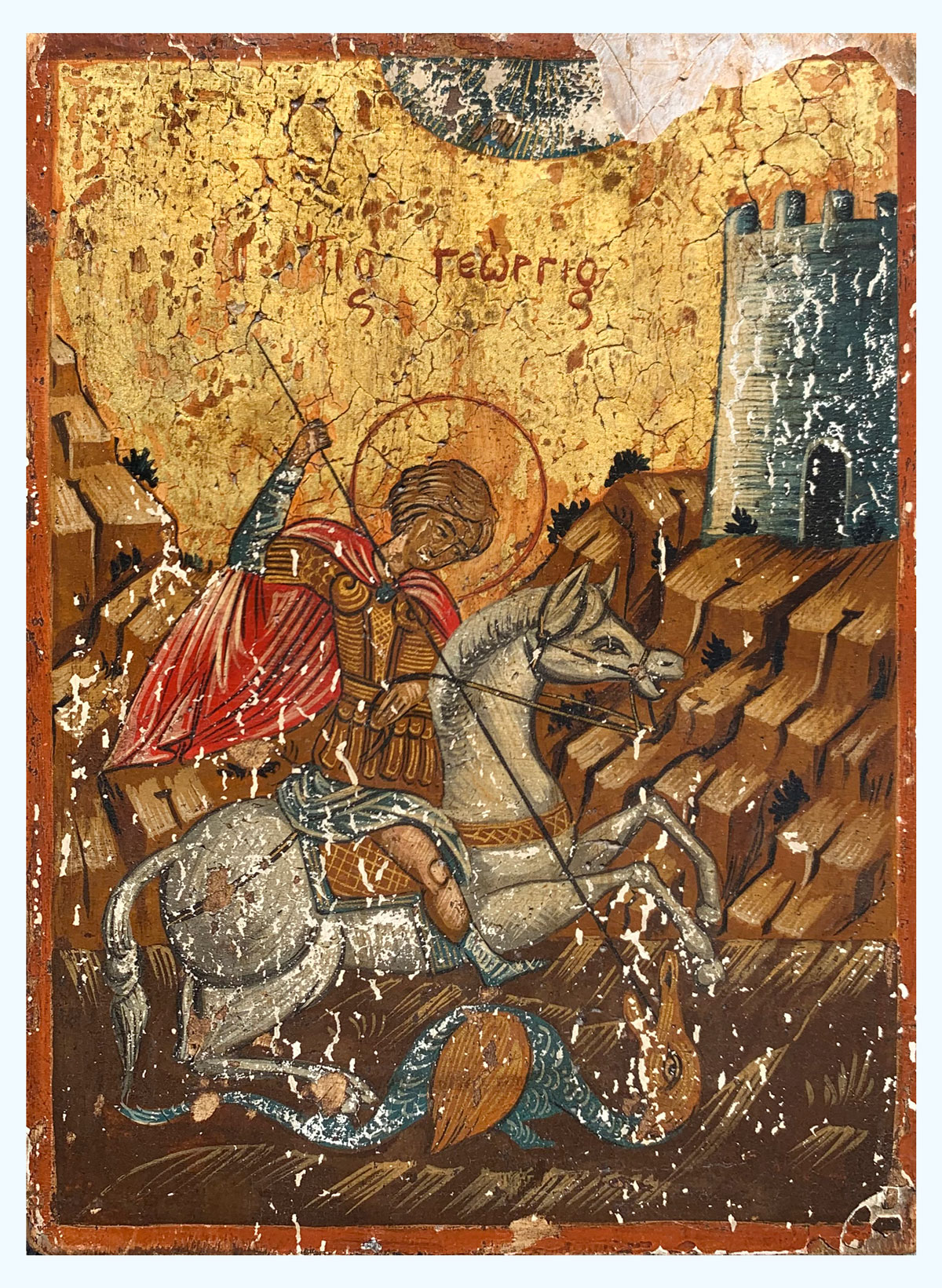 EARLY ICON PAINTING OF ST GEORGE