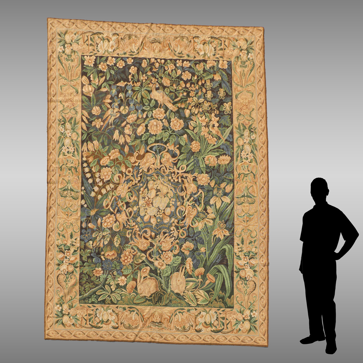 LARGE AUBUSSON STYLE FIGURAL TAPESTRY: