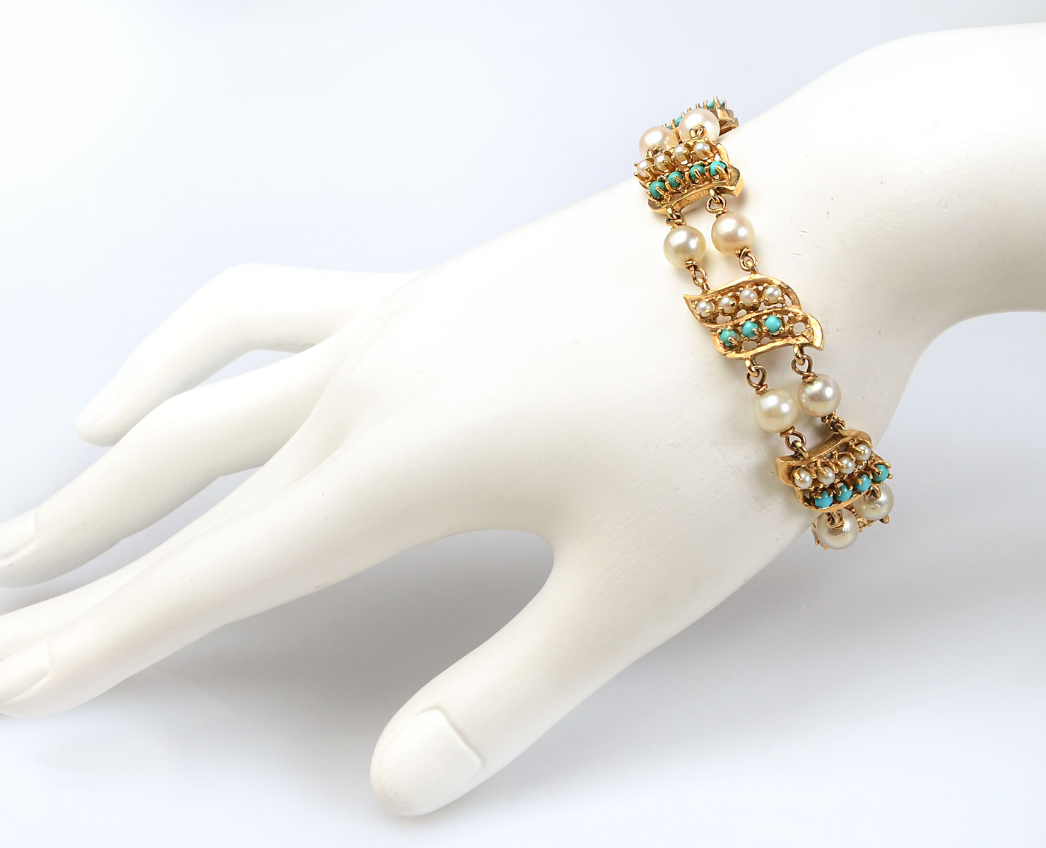 14K PEARL TURQUOISE BRACELET  36d43b