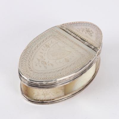 A silver mounted shell box, circa