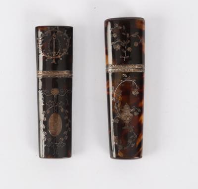 Two Georgian tortoiseshell bodkin