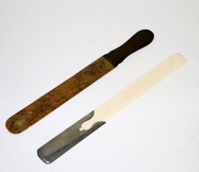 An ivory letter knife with bust