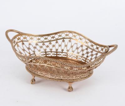 An oval silver basket, JD & S,