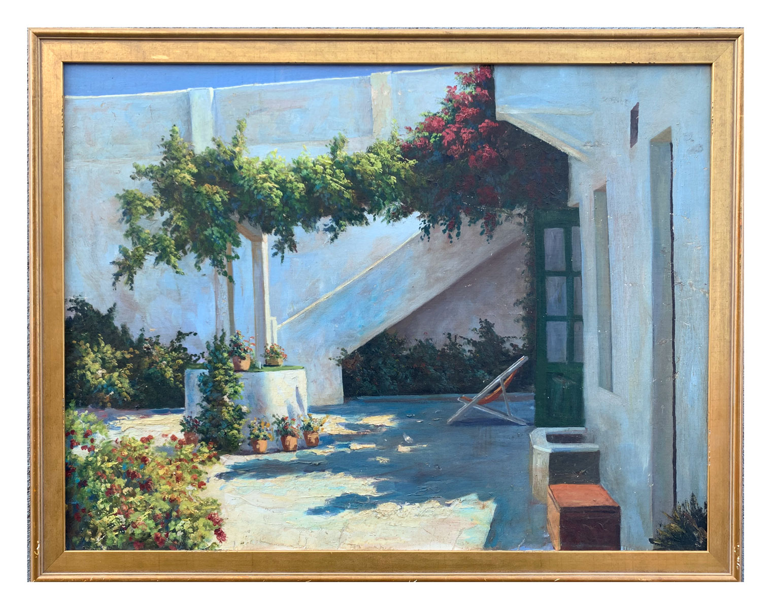 SUNLIT VERANDA UNSIGNED PAINTING: