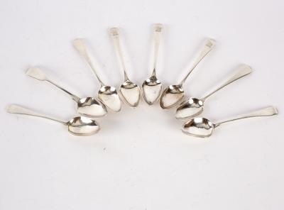 Eight various Georgian silver teaspoons,