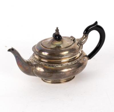 A silver teapot, LAO, 1965, of oval