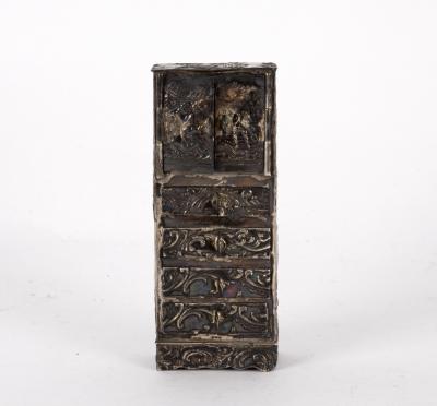 A Dutch silver miniature cabinet  36d4f4