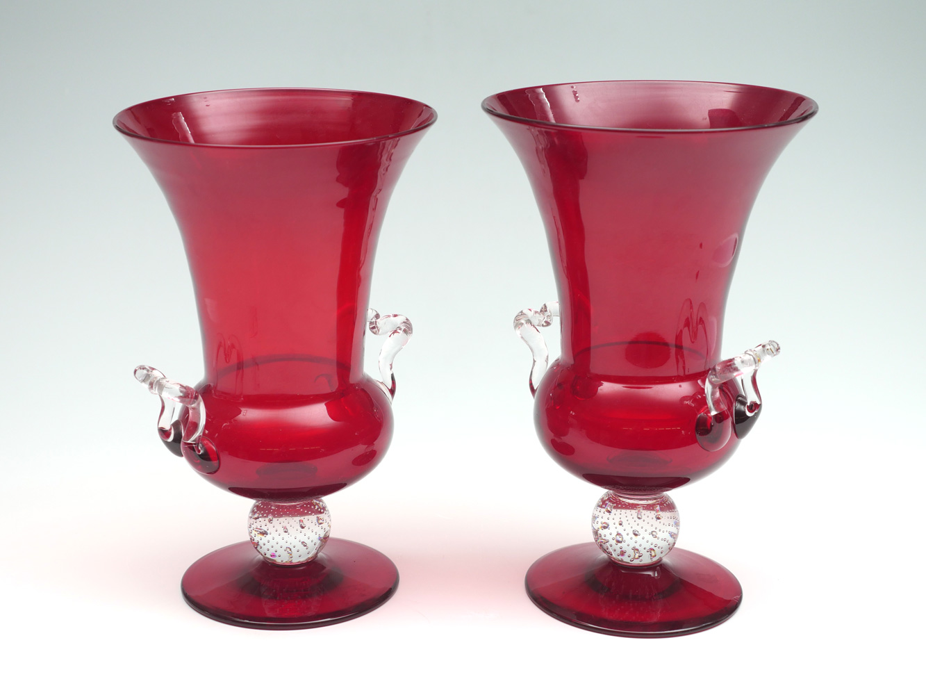 PAIR OF RED STEUBEN VASES 2 Large 36d509