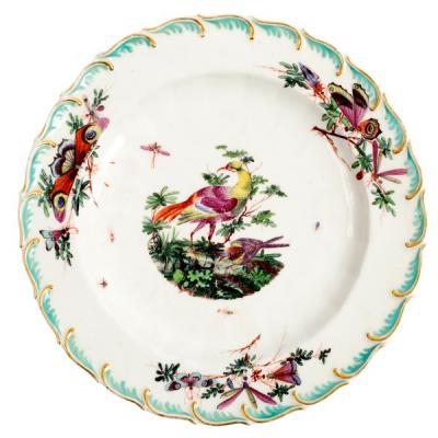 A Chelsea plate painted exotic