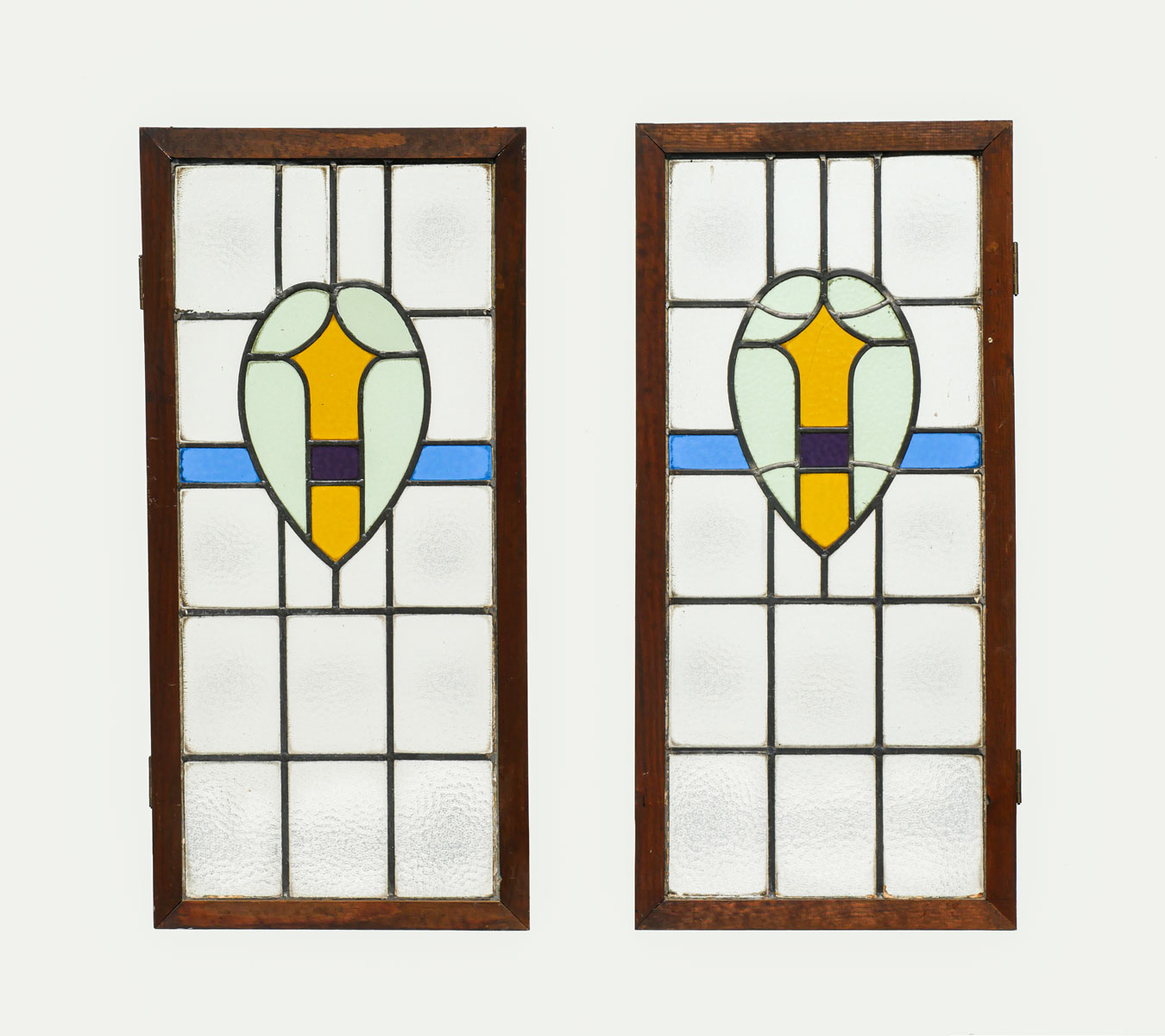 2 ARCHITECTURAL STAINED GLASS PANELS: