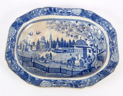 A Staffordshire blue printed pearlware