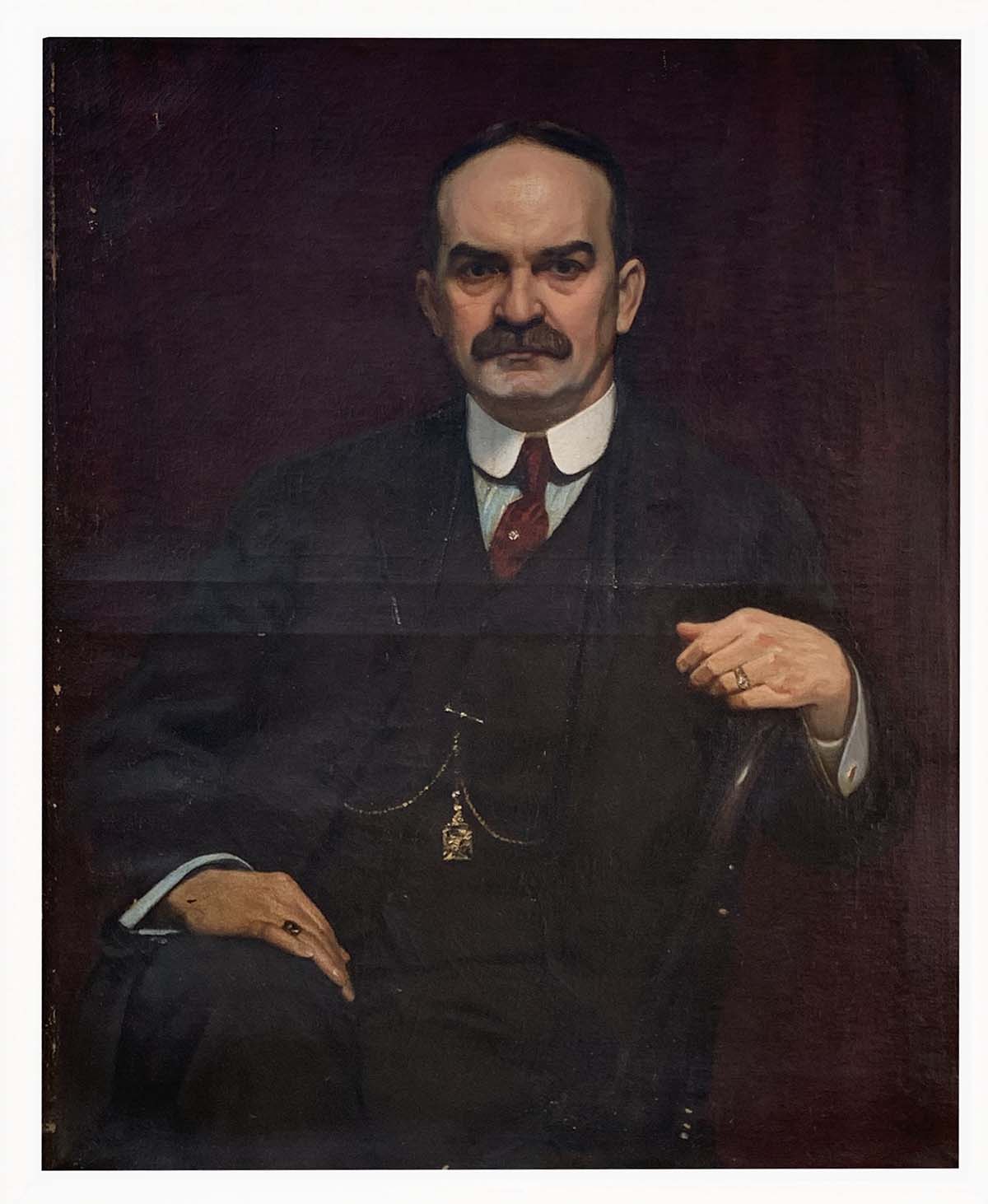 LARGE PORTRAIT PAINTING OF DISTINGUISHED