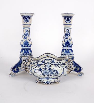 A pair of Rouen faience candlesticks 36d55a