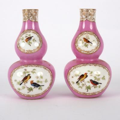 A pair of Meissen pink ground double