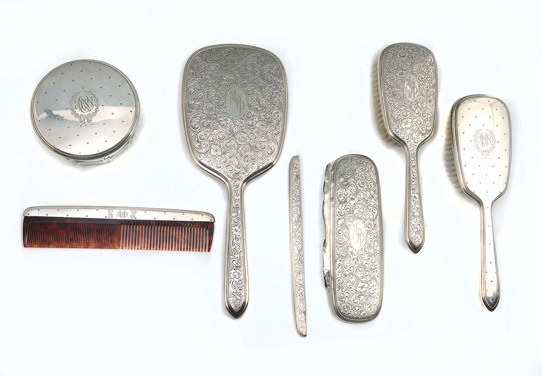 GORHAM STERLING VANITY SET: Comprising;