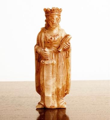 A small alabaster figure of St Catherine,