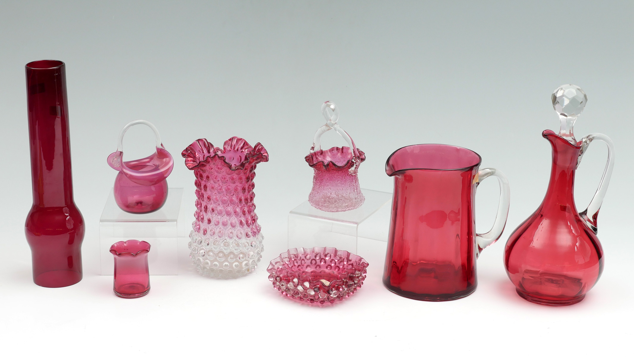 8 PIECE CRANBERRY GLASS COLLECTION  36d5f6