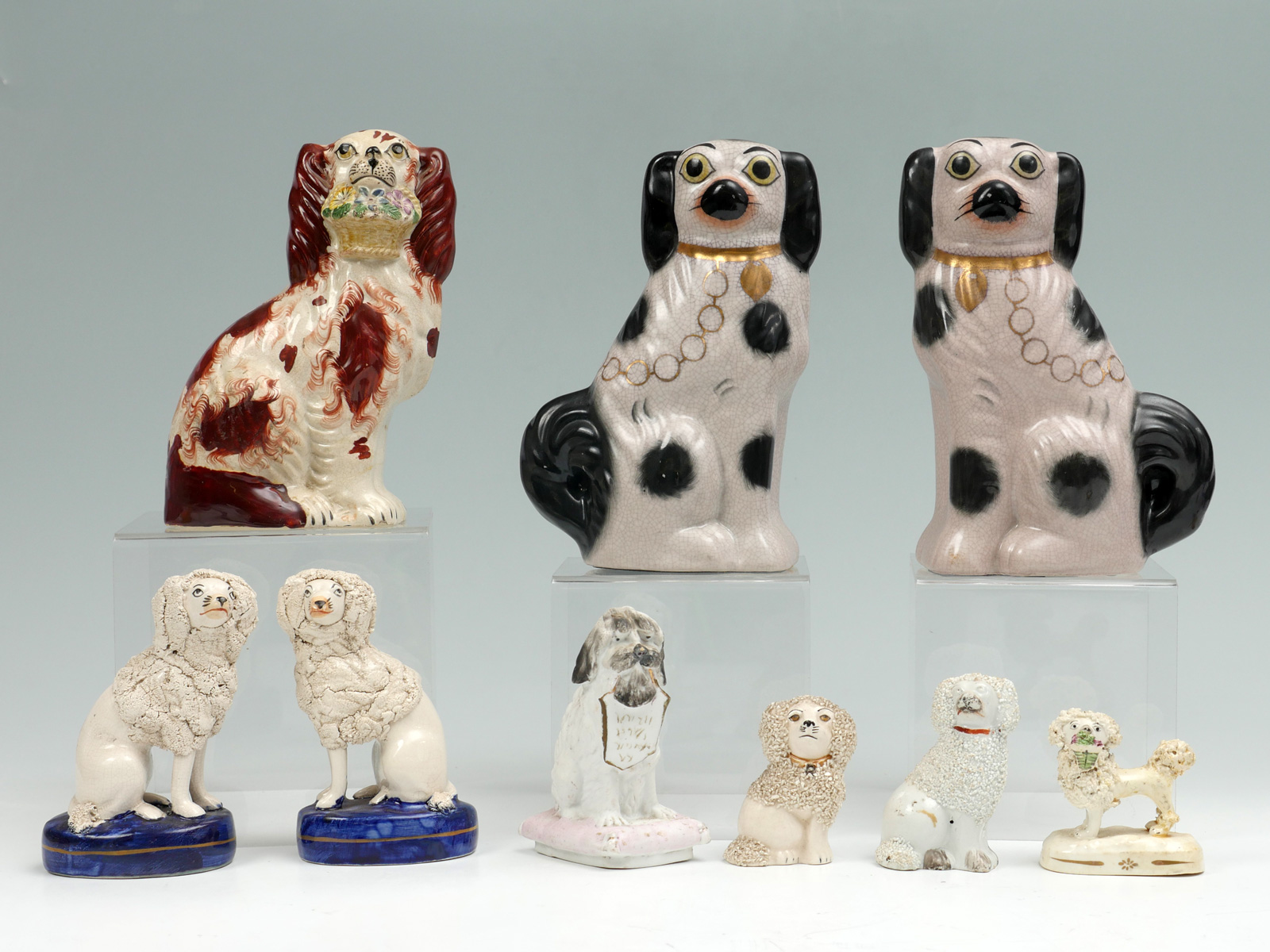 8 PC STAFFORDSHIRE PORCELAIN DOG 36d600