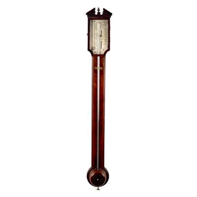 A mahogany cased stick barometer, the