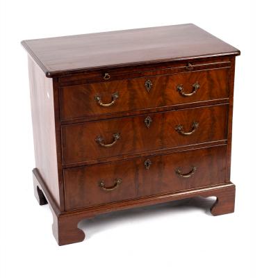 A mahogany chest of three drawers