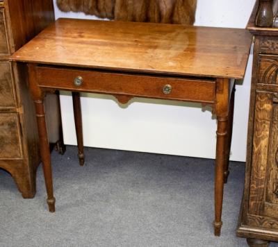 An oak side table, circa 1800, the rectangular