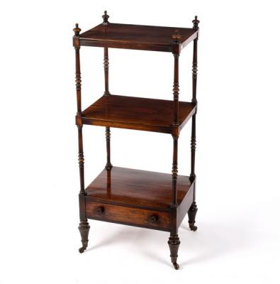 A Regency rosewood three tier whatnot