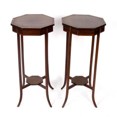 A pair of Edwardian octagonal topped
